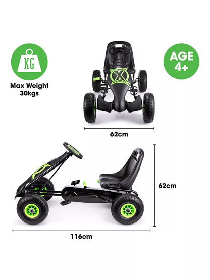 Xootz Kids' Viper Go Kart, Black/Green