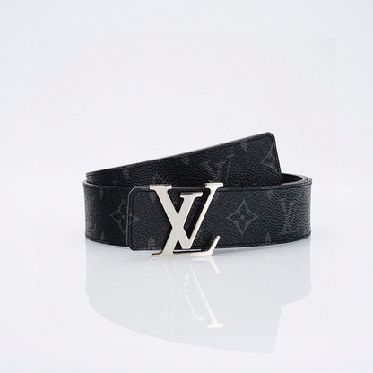 Luxury Black Monogram Belt with Silver Buckle