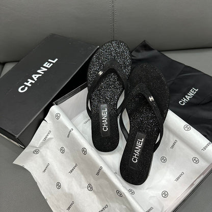 Fashion glitter rhinestone thong flat slides