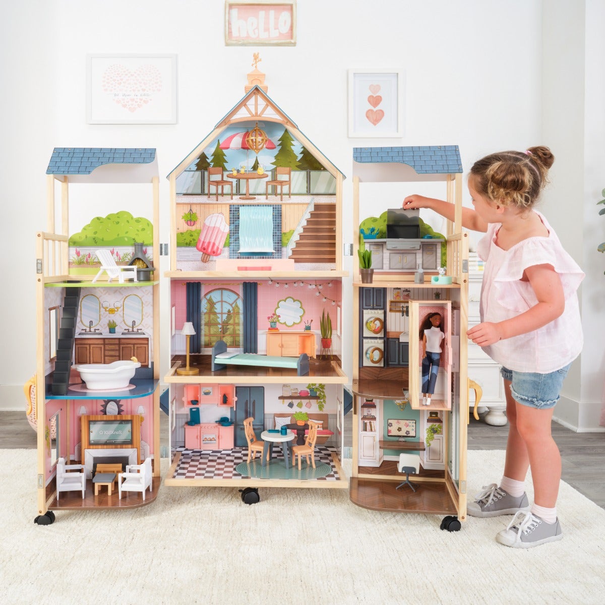 Secret Reveal Wooden Mansion Dollhouse