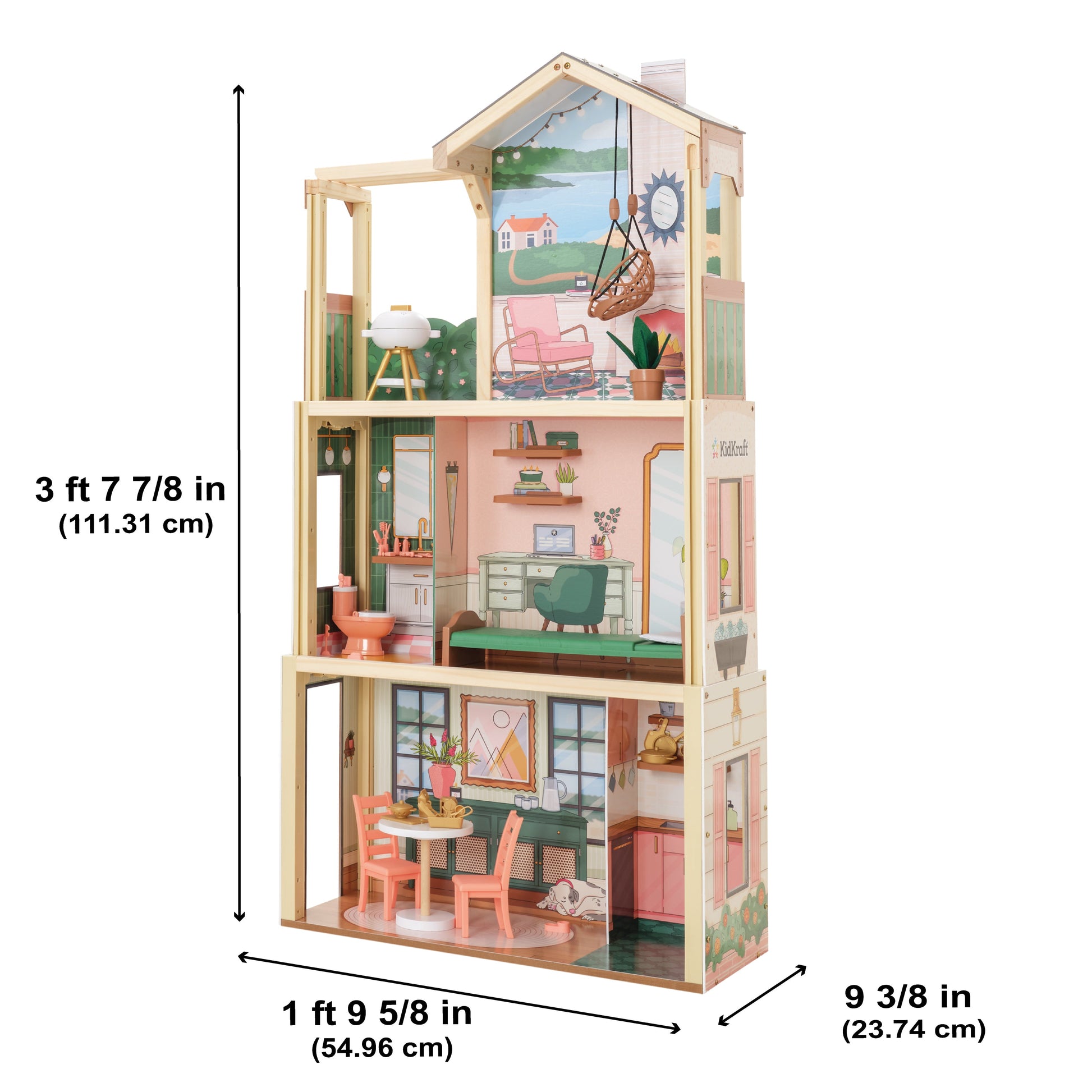 Click & Play Fully Assembled Pop-Up Wooden Dollhouse