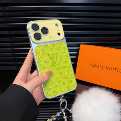 Luxury Monogram Leather Phone Case with Camera Protector