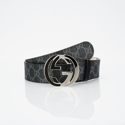 GG Reversible Leather Belt with Silver Buckle