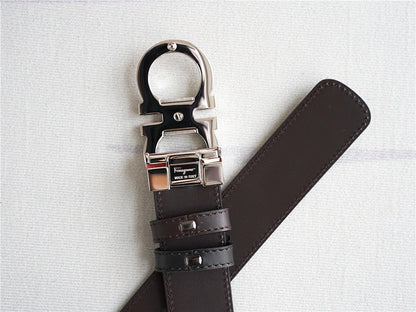 Classic Silver-Buckle Leather Belt