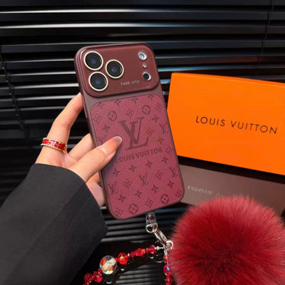 Luxury Monogram Leather Phone Case with Camera Protector