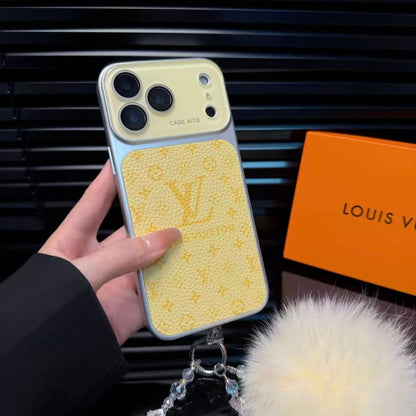 Luxury Monogram Leather Phone Case with Camera Protector
