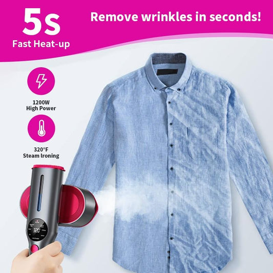 2-in-1 Steaming Iron & Handheld Clothing Steamer - 1200W Power Small Size Corded Device, Rotating Head, Deep Fabric Penetration Compact Home Appliance, Clothes Streamer for Travel, Garment Steamer